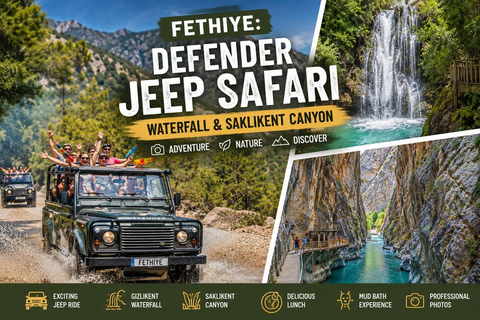 Fethiye: Defender Jeep Safari, Mud Bath, Canyon & Waterfalls