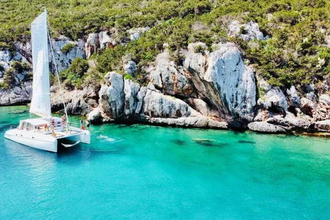 Alghero: Full day on a catamaran in Porto Conte Natural Park
