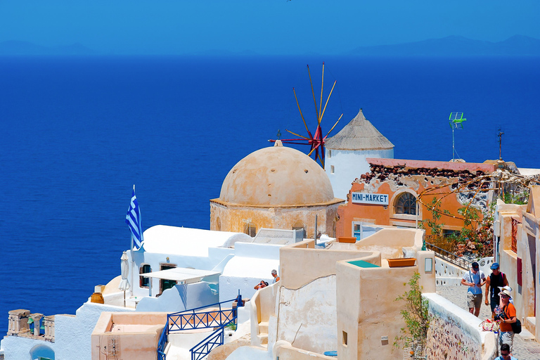 Santorin : visite de l'île en bus et croisière au crépuscule