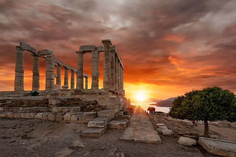 Athens: Cape Sounio & Temlpe Poseidon Swimming & Sunset Tour Sunset Tour with swimming
