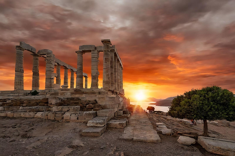Athens: Cape Sounio & Temlpe Poseidon Swimming & Sunset Tour Sunset Tour with swimming