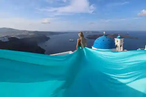 Flying Dress Photoshoot Santorini
