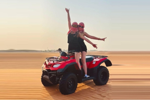 Z Dubaju: poranne pustynne safari i jazda quademPrywatny transfer 1-godzinne safari na quadach z kolacją VIP BBQ