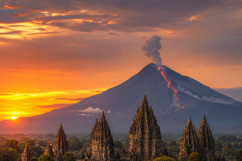 Prambanan Temple Sunset & Mount Merapi Lava Viewing Prambanan Temple Sunset & Mount Merapi Lava Viewing