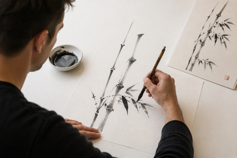 Hiroshima: Japanese Sumi-e Ink Painting Experience