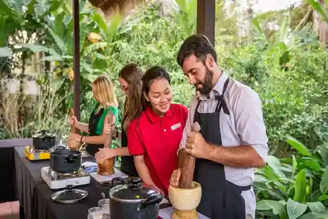 Aula de culinária cambojana