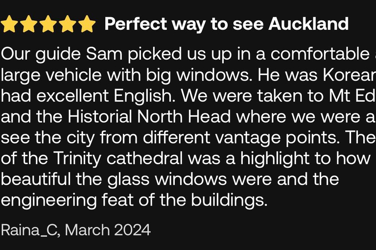 Visite d&#039;une demi-journée à Auckland City Top Spots (visite en petit groupe)