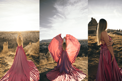 Cappadoce : Séance de photos au lever du soleil avec des robes volantes