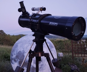 Garden planetarium magic with telescope at Lake Balaton