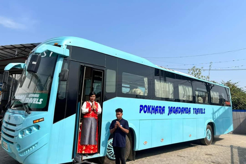 From Kathmandu to Pokhara Jagadamba VIP Sofa Bus.