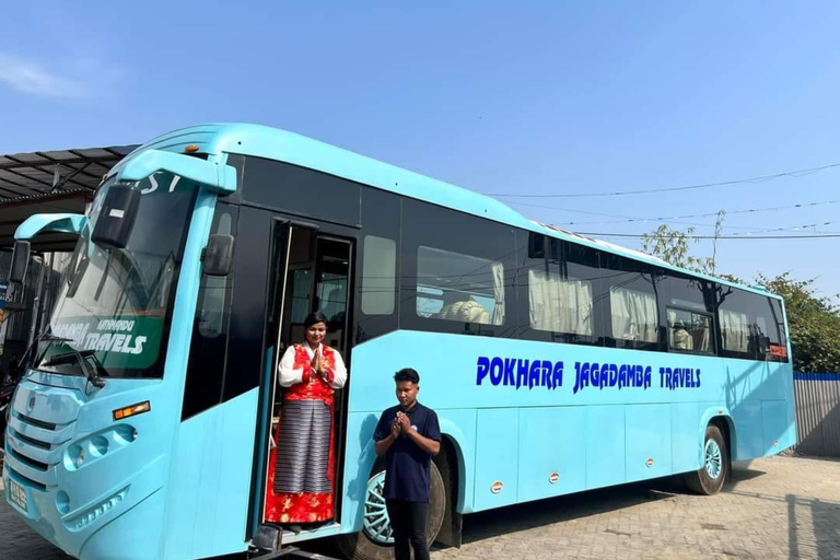 From Kathmandu to Pokhara Jagadamba VIP Sofa Bus.