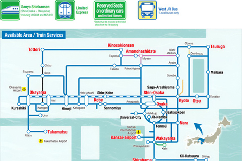 JR West: Kansai WIDE Area PassExcursiepas (voor expats) - 3 dagenpas