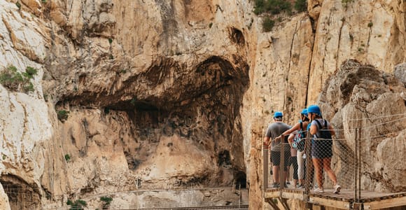 Boardwalk fixed to the rock wall above the narrow Gaitanes gorge