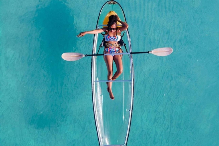 kendwa beach; A transparent clear kayak Clear kayak with Drone Photography