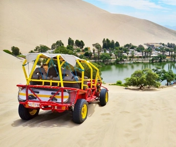 Van Huacachina: Zonsondergang + Sandboard en Buggy in de Duinen