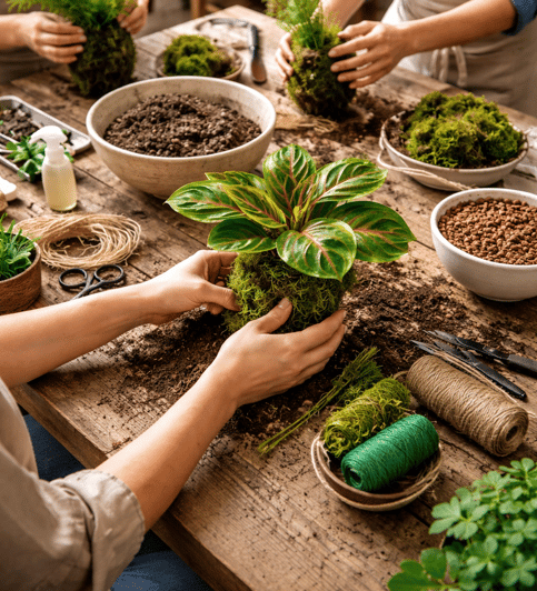 Milánó: Kokedama workshop egy botanikai laboratóriumban a Navigli környékén
