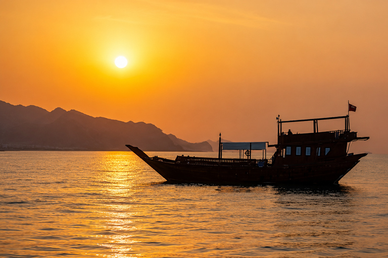 Muscat: Traditional Omani Dhow Sunset Cruise Tour with Hotel Pickup & Drop-off