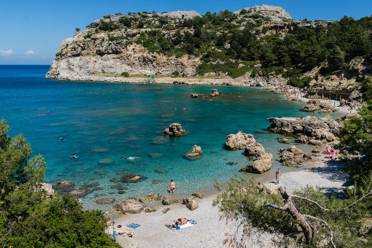 Båtutflykt till Anthony Quinn&#039;s Bay (mat och dryck ingår)Biljetter till segelbåt + Transfer Kiotari, Gennadi, Fanes