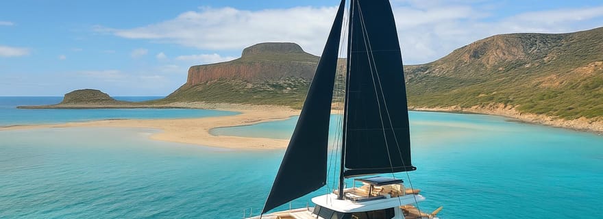 Catamaran de luxe à Balos : coucher de soleil, collations, boissons et transfert