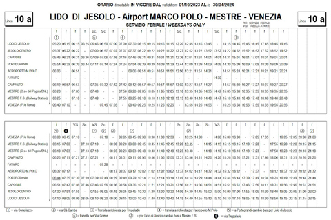 Traslado en autobús entre Lido di Jesolo y Venecia.Transferencia directa de Lido di Jesolo a Venecia