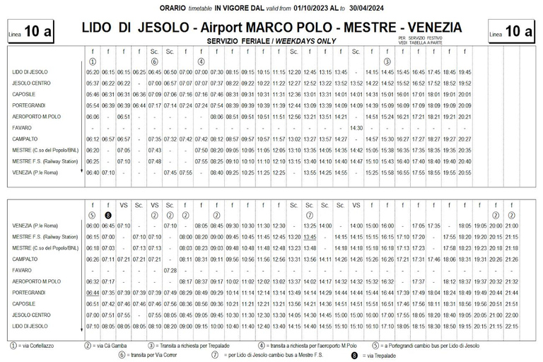 Transfert en bus entre le Lido di Jesolo et VeniseTransfert direct du Lido di Jesolo à Venise