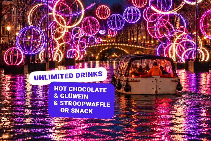 Amsterdam: Grachtenfahrt mit Lichtershow + Option auf Getränke & Snack. Foto: GetYourGuide
