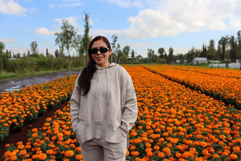 Visite en kayak de Xochimilco : champs de soucis et saveurs du Jour des MortsExcursion en kayak à Xochimilco au lever du soleil