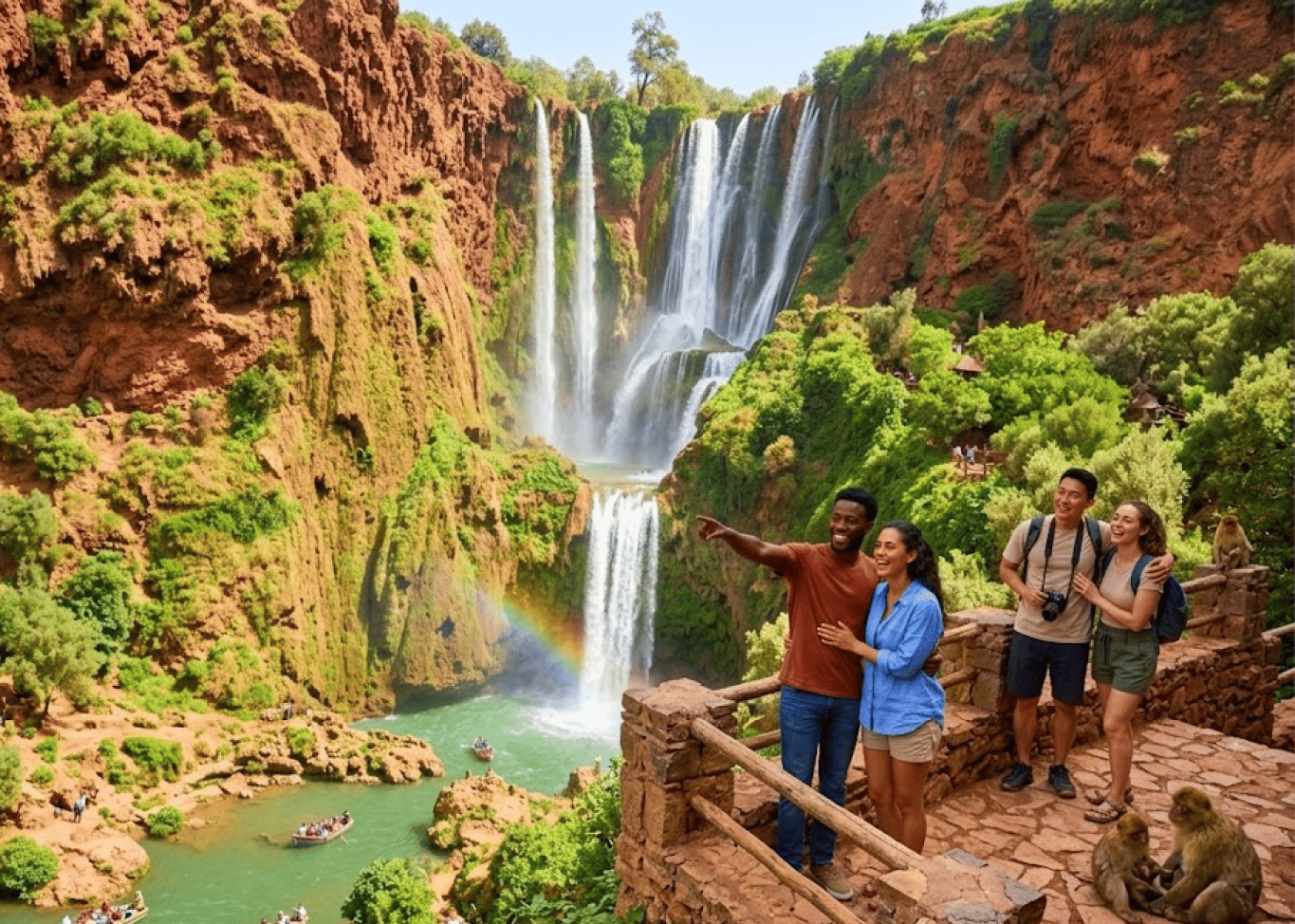 Ab Marrakesch: Ouzoud-Wasserfälle – geführte Wanderung & Bootsfahrt