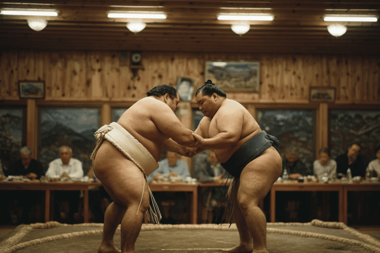 Osaka: zapasy sumo z napojem i zdjęciem