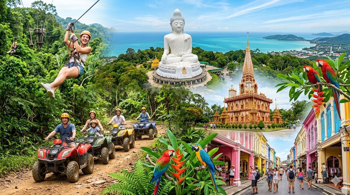 Phuket-Abenteuer-Kombo: Quad, Seilrutsche, Big Buddha & Vogelpark