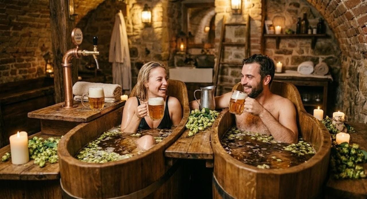Český Krumlov: BIER-BAD mit unbegrenztem Bier zum Selbstzapfen