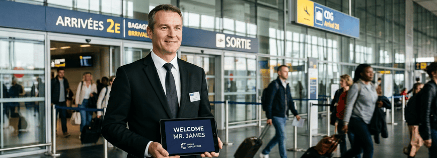 Parigi: transfer privato dall'aeroporto CDG con 90 minuti di attesa GRATUITI inclusi