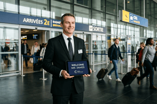 Paris: Privater Transfer vom Flughafen CDG, inklusive 90 Minuten KOSTENLOSER Wartezeit