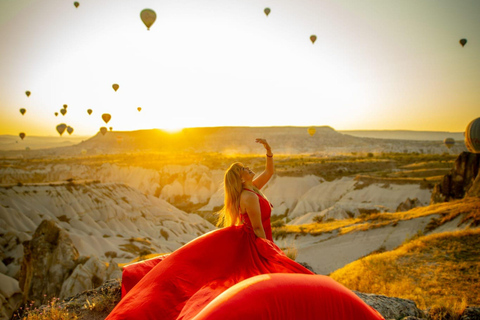 Cappadocia: Private Photo Shoot with Flying Dress & Horses Horse Photo Shoot Experience