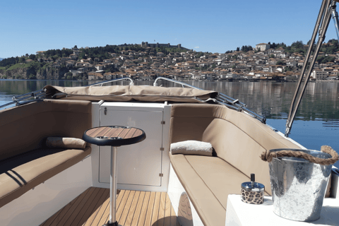 Ohrid: Lake Ohrid Sunset Cruise with Wine & Brandy