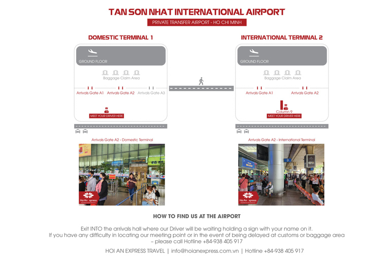 Transferts Ho Chi Minh Entre l'aéroport et le centre-villeDe l'hôtel au centre-ville de HCM (district 1,3,5) à l'aéroport