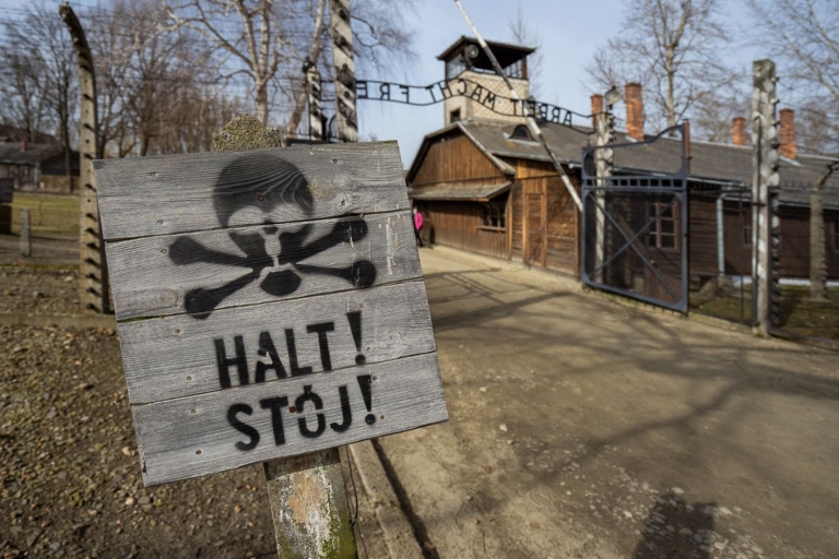 Vanuit Krakau: dagtocht met gids Auschwitz-BirkenauRondleiding in het Engels met hotelovername
