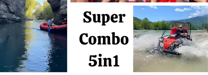 Super Combo 5 en 1 : Jeep, rafting, buggy, tyrolienne et canyon