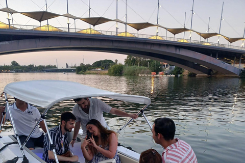 Seville from the Guadalquivir: Electric water taxi ride, TAXI SHIP. Bonifaz, father of the Spanish Navy, and the Battle of Guadalquivir.