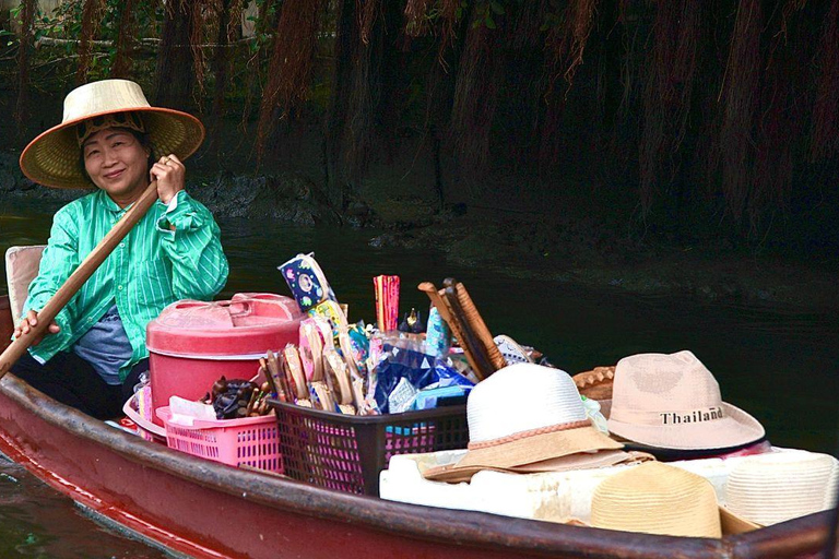 3 heures de visite privée du marché flottant de Bangkok en bateau plat