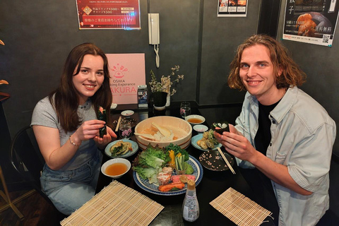 Osaka: Family Sushi and Tempura Cooking Class