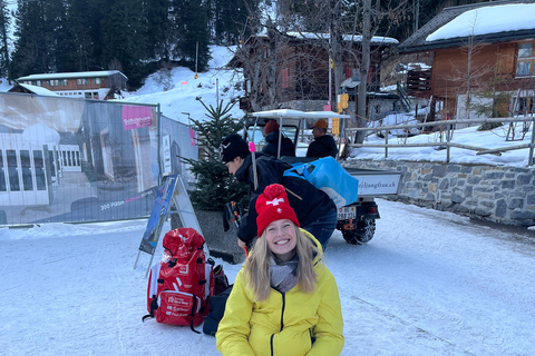 Interlaken: Sunset Sledding Adventure & Swiss Cheese Fondue Interlaken: Sunset Sledding & Fondue Dinner in Mürren