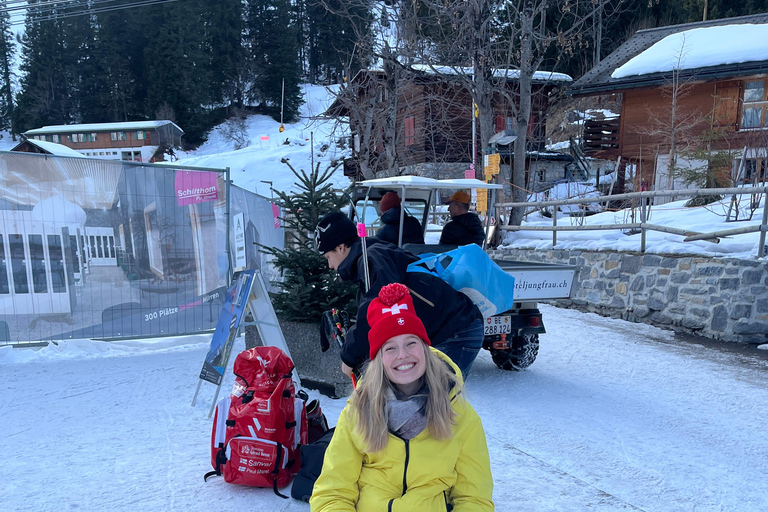Interlaken: Sunset Sledding Adventure & Swiss Cheese Fondue Interlaken: Sunset Sledding & Fondue Dinner in Mürren