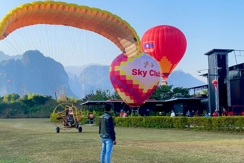 Hot Air Balloon and Paramotor in VangVieng pick up-drop off Private - Group of 5-8 pax ( Flying around- 30 mins)