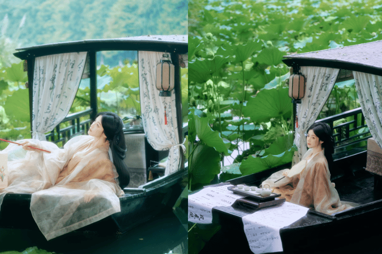 杭州：西湖乘船观光摄影