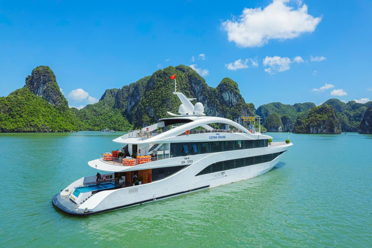 Leona 5 stars cruise explores Ha Long Bay extremely safely Leona 5 stars cruise explores Ha Long Bay:Pick up from Hanoi