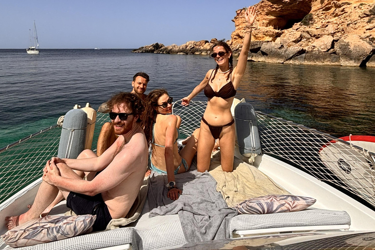 Ibiza: Ses Salines Beach Motorboat Tour with 4 Stops 4 Hours