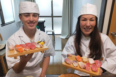 Sushi making lesson with a local after shopping at:Tsukiji