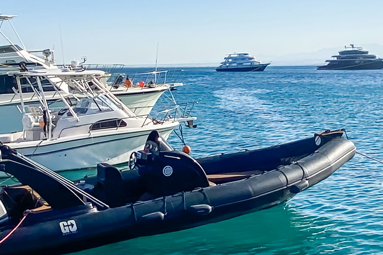 Hurghada: Orange Bay &amp; Magawish Island Speedboat med lunchGrupptur med motorbåt med snorkling och lunchlåda