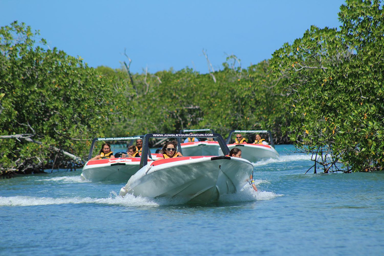 Cancun: Przygoda w dżungli z łodzią motorową i nurkowaniem z rurką.